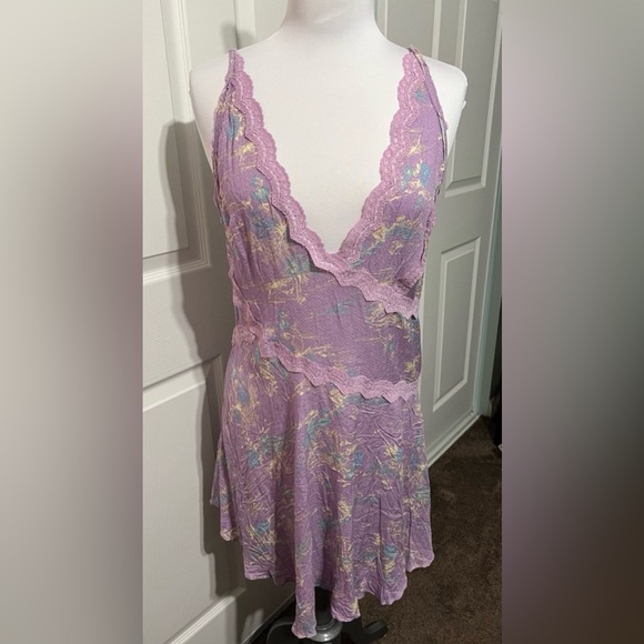 NWOT Free People Intimately Slip My Mind Trapeze Slip Nightgown Violet Swan - Picture 2 of 6